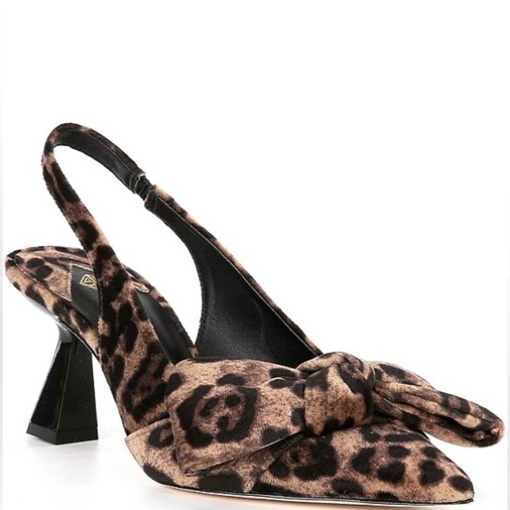 NWT Antonio Melani Lenore Cheetah Velvet Bow Slingback Pumps Woman’s 7.5M